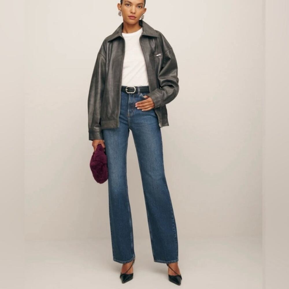Reformation Blue High-Rise Straight Jeans
